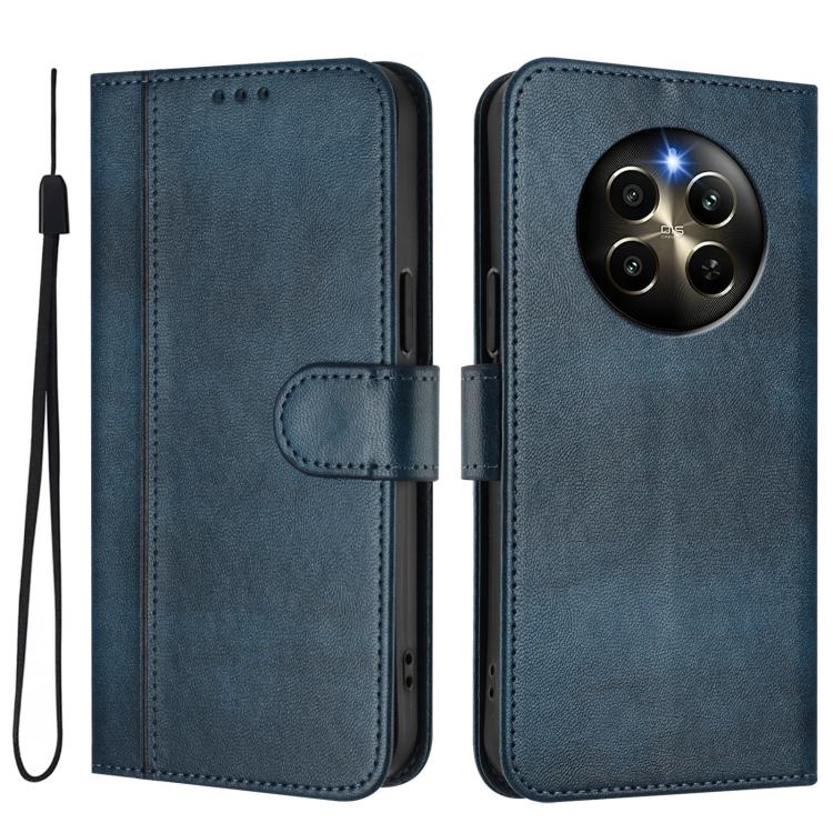 For Realme 12 Pro 5G / 12 Pro+ 5G Global Line Splicing Buckle Retro Leather Phone Case