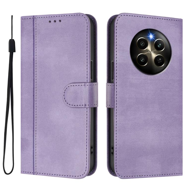 For Realme 12 Pro 5G / 12 Pro+ 5G Global Line Splicing Buckle Retro Leather Phone Case