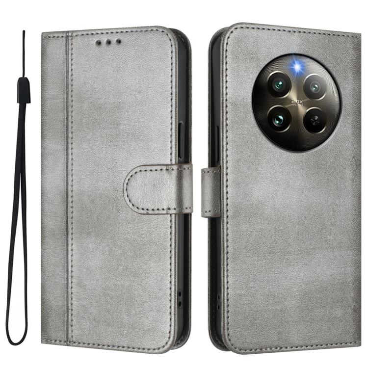 For Realme 13 4G / 12 4G / P1 5G Global Line Splicing Buckle Retro Leather Phone Case