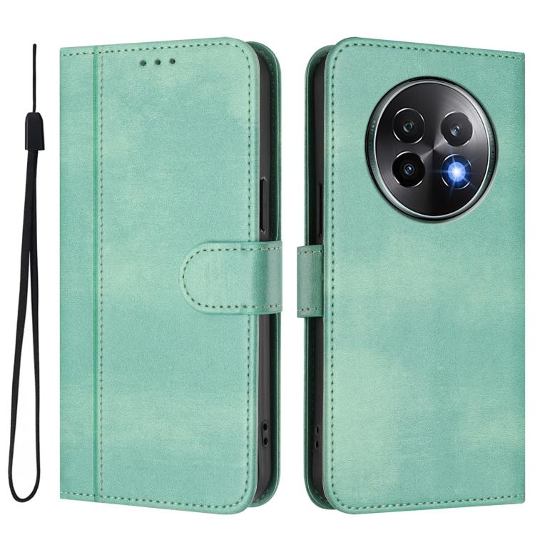For Realme 13+ 5G Global Line Splicing Buckle Retro Leather Phone Case