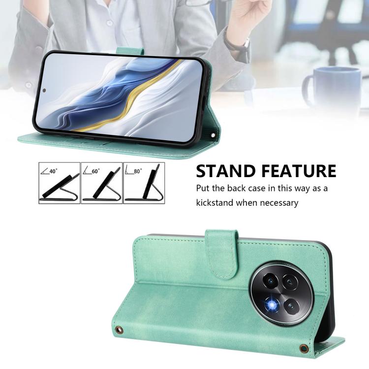 For Realme 13+ 5G Global Line Splicing Buckle Retro Leather Phone Case