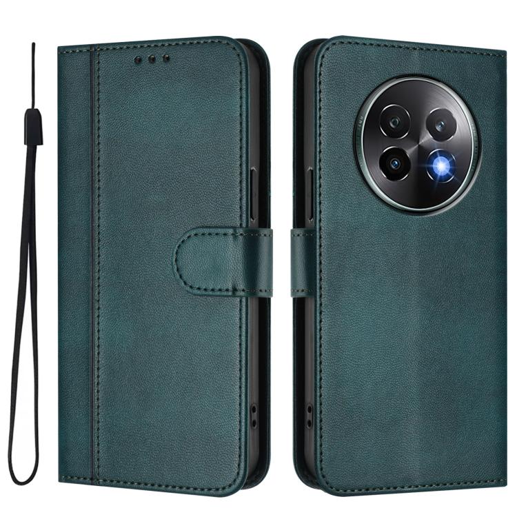 For Realme 13+ 5G Global Line Splicing Buckle Retro Leather Phone Case