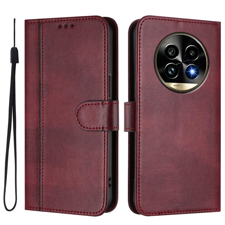 For Realme 13 Pro 5G / 13 Pro+ 5G Global Line Splicing Buckle Retro Leather Phone Case