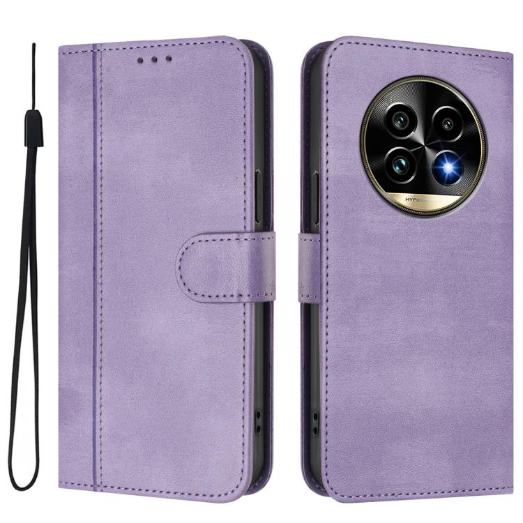 For Realme 13 Pro 5G / 13 Pro+ 5G Global Line Splicing Buckle Retro Leather Phone Case