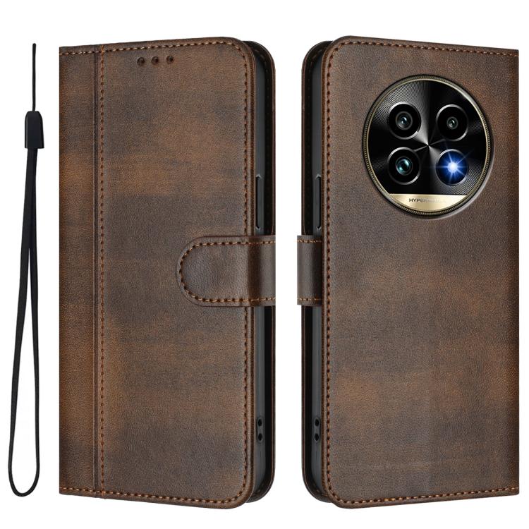 For Realme 13 Pro 5G / 13 Pro+ 5G Global Line Splicing Buckle Retro Leather Phone Case