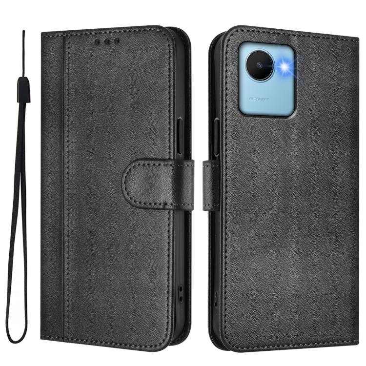 For Realme C30 4G / C30s / Narzo 50i Prime Line Splicing Buckle Retro Leather Phone Case