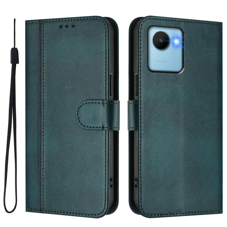 For Realme C30 4G / C30s / Narzo 50i Prime Line Splicing Buckle Retro Leather Phone Case