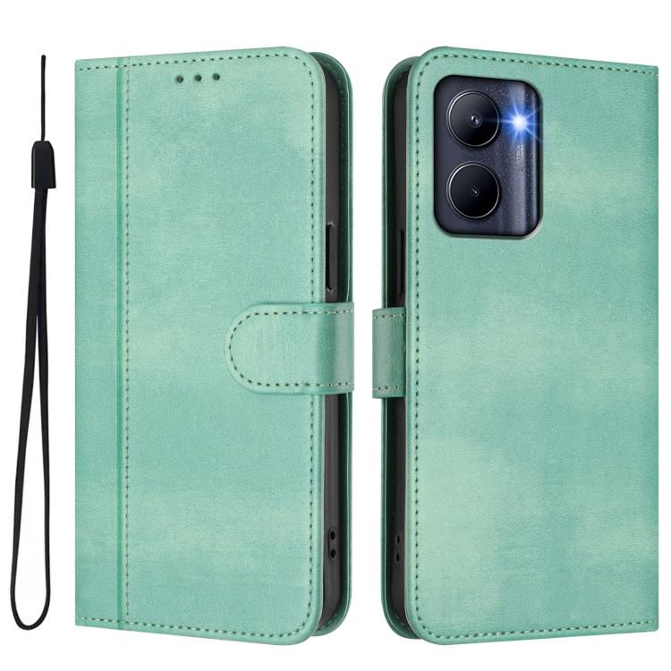 For Realme C33 2023 / 2022 Line Splicing Buckle Retro Leather Phone Case