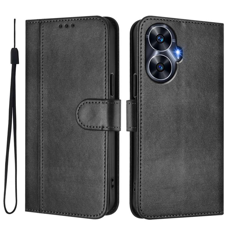 For Realme C55 4G Global / Narzo N55 Line Splicing Buckle Retro Leather Phone Case