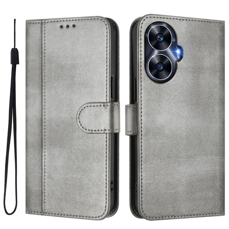 For Realme C55 4G Global / Narzo N55 Line Splicing Buckle Retro Leather Phone Case
