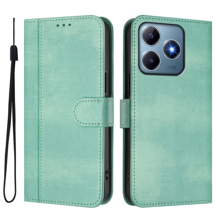 For Realme C61 4G / C63 4G Global Line Splicing Buckle Retro Leather Phone Case