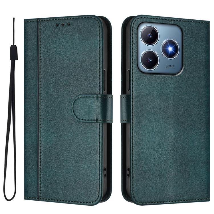 For Realme C61 4G / C63 4G Global Line Splicing Buckle Retro Leather Phone Case