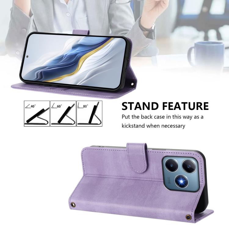 For Realme C61 4G / C63 4G Global Line Splicing Buckle Retro Leather Phone Case