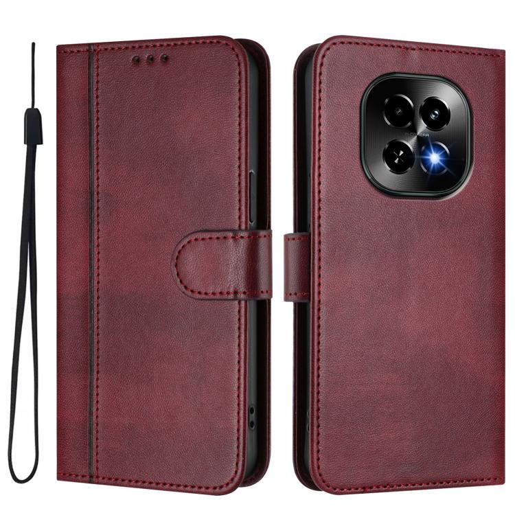 For Realme C63 5G Global Line Splicing Buckle Retro Leather Phone Case