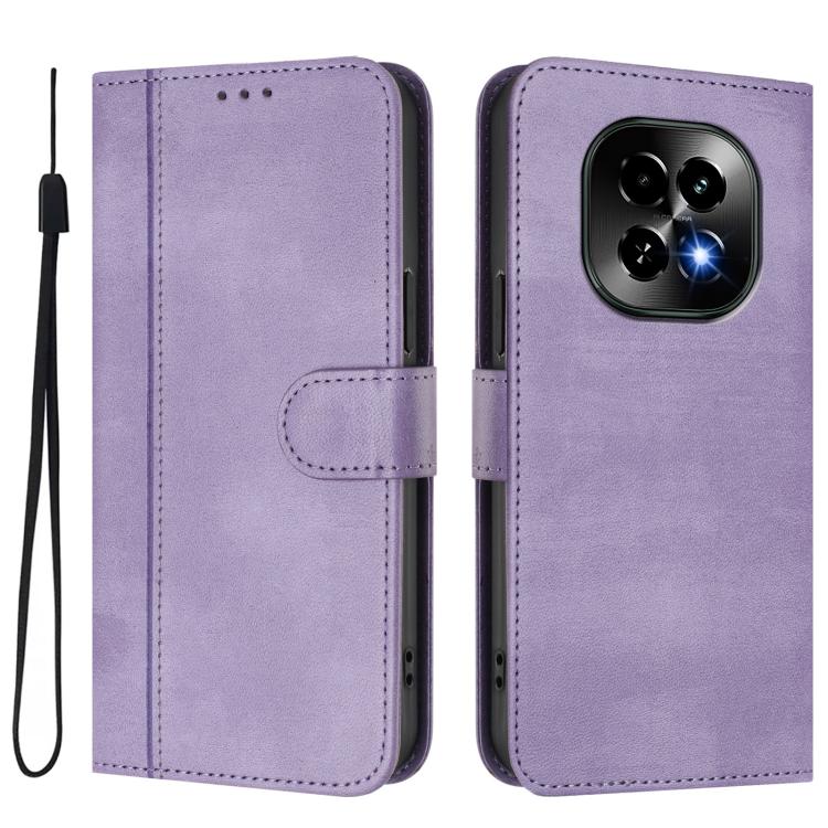 For Realme C63 5G Global Line Splicing Buckle Retro Leather Phone Case