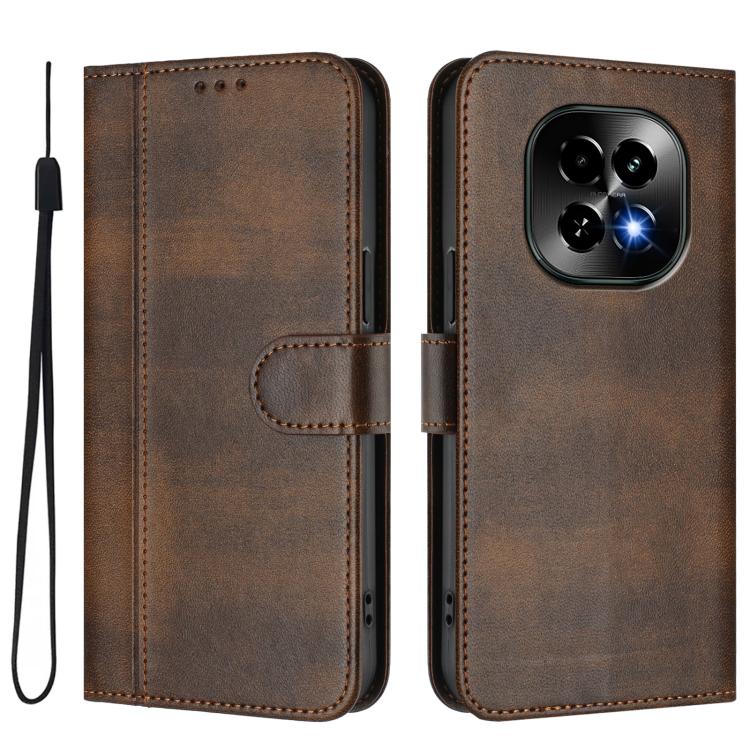 For Realme C63 5G Global Line Splicing Buckle Retro Leather Phone Case