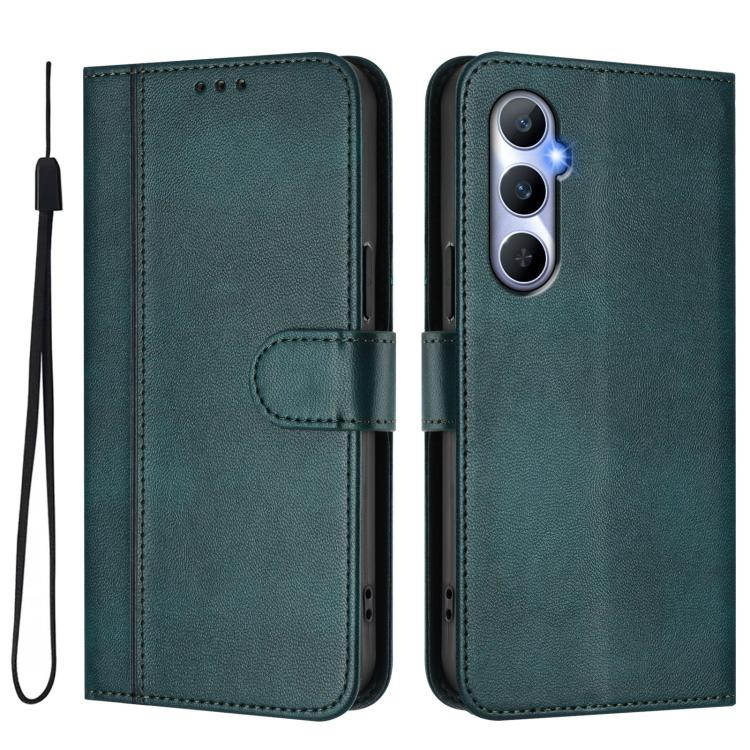 For Realme C65 4G Global Line Splicing Buckle Retro Leather Phone Case