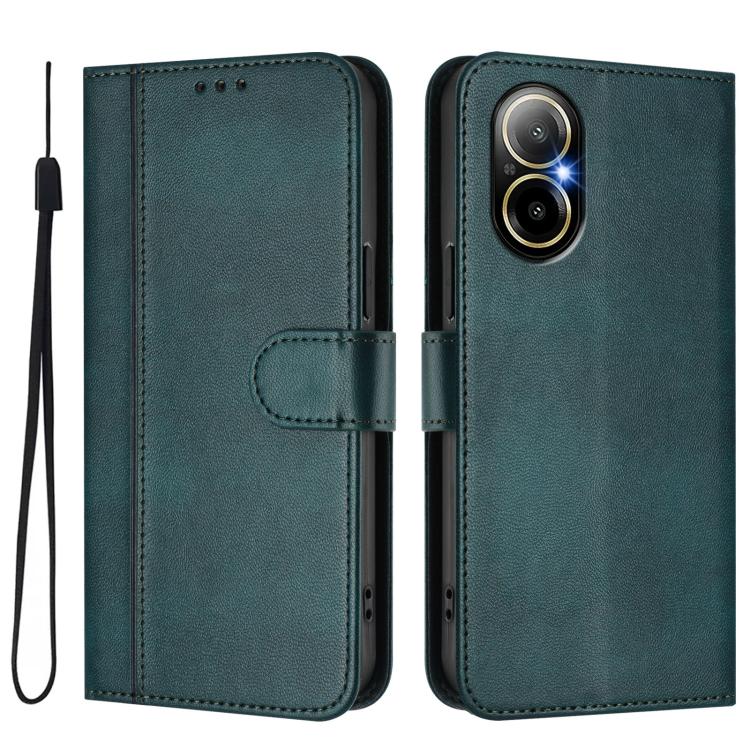 For Realme C67 4G / 12 Lite 4G Global Line Splicing Buckle Retro Leather Phone Case