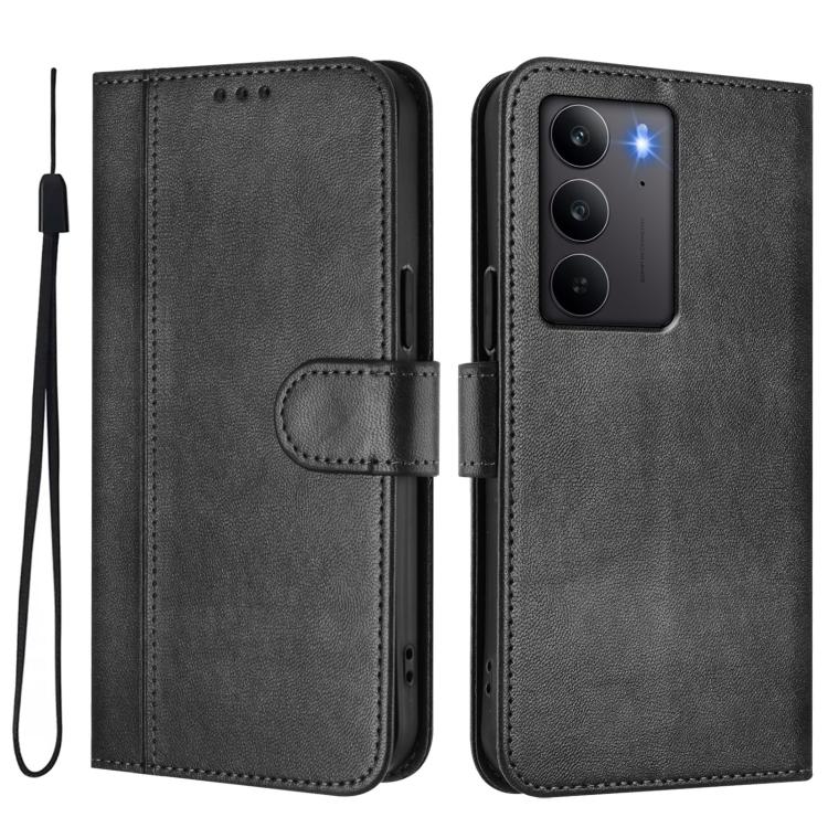 For Realme C75 4G / 14x 5G Global Line Splicing Buckle Retro Leather Phone Case