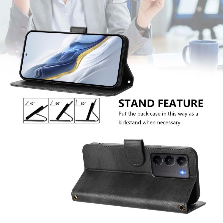 For Realme C75 4G / 14x 5G Global Line Splicing Buckle Retro Leather Phone Case