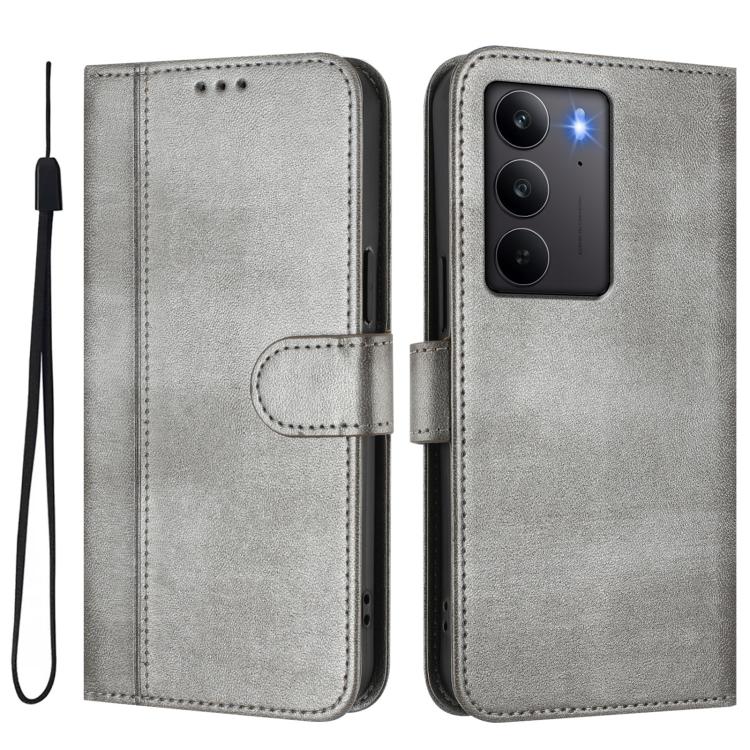 For Realme C75 4G / 14x 5G Global Line Splicing Buckle Retro Leather Phone Case
