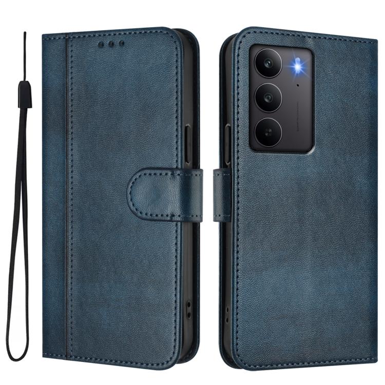 For Realme C75 4G / 14x 5G Global Line Splicing Buckle Retro Leather Phone Case