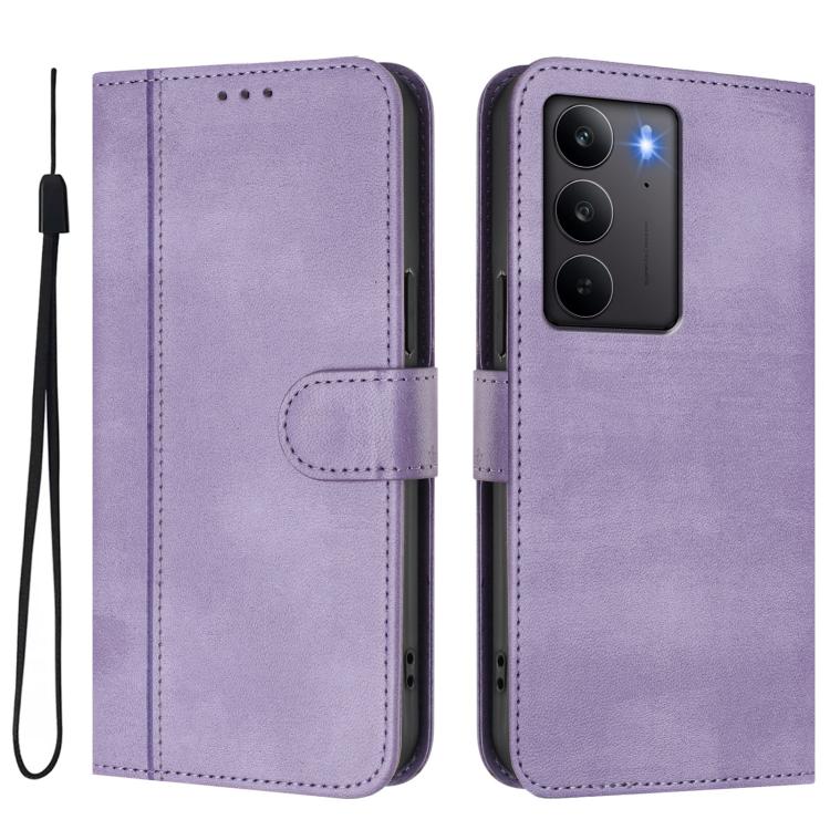 For Realme C75 4G / 14x 5G Global Line Splicing Buckle Retro Leather Phone Case