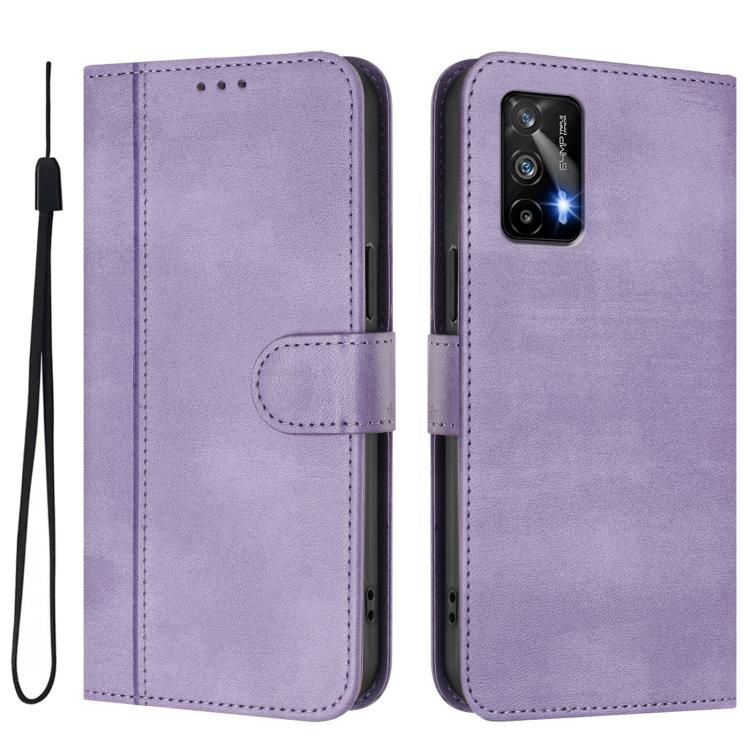For Realme GT 5G / GT Neo 5G Line Splicing Buckle Retro Leather Phone Case