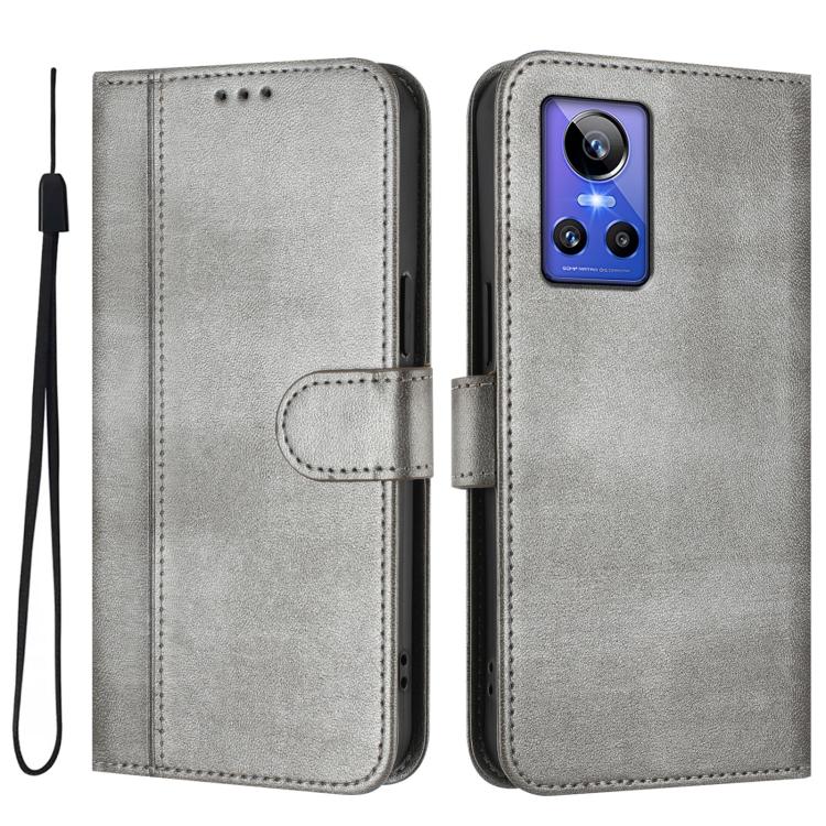 For Realme GT Neo 3 Line Splicing Buckle Retro Leather Phone Case