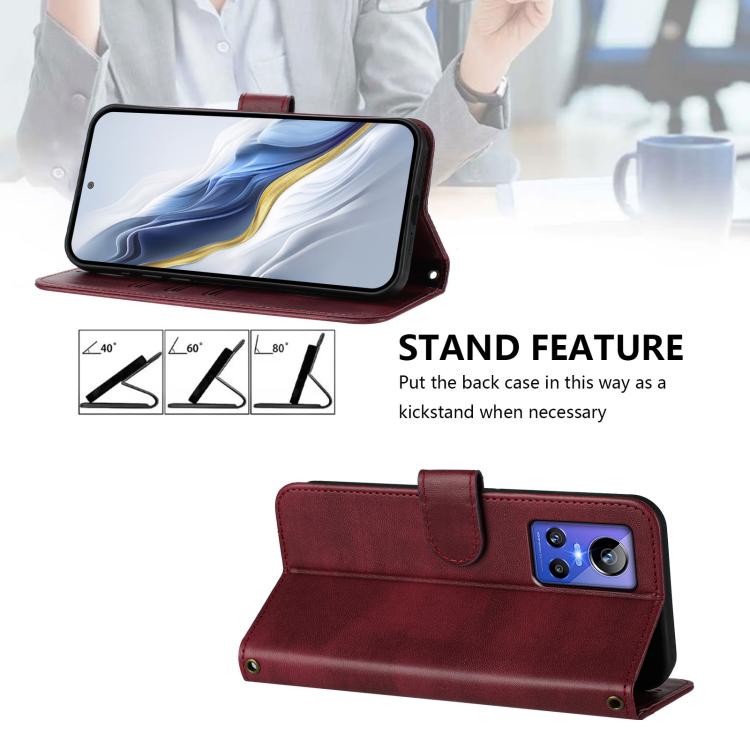 For Realme GT Neo 3 Line Splicing Buckle Retro Leather Phone Case