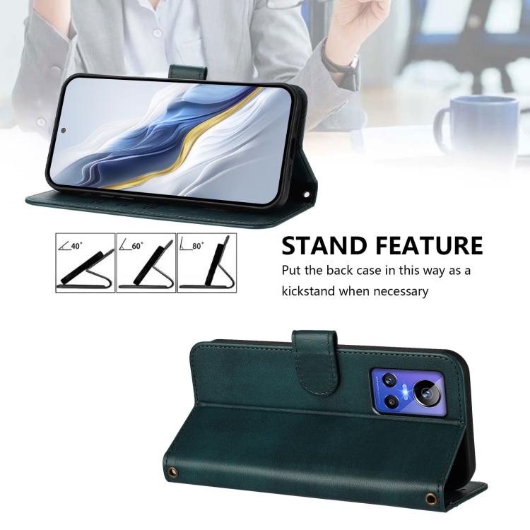 For Realme GT Neo 3 Line Splicing Buckle Retro Leather Phone Case