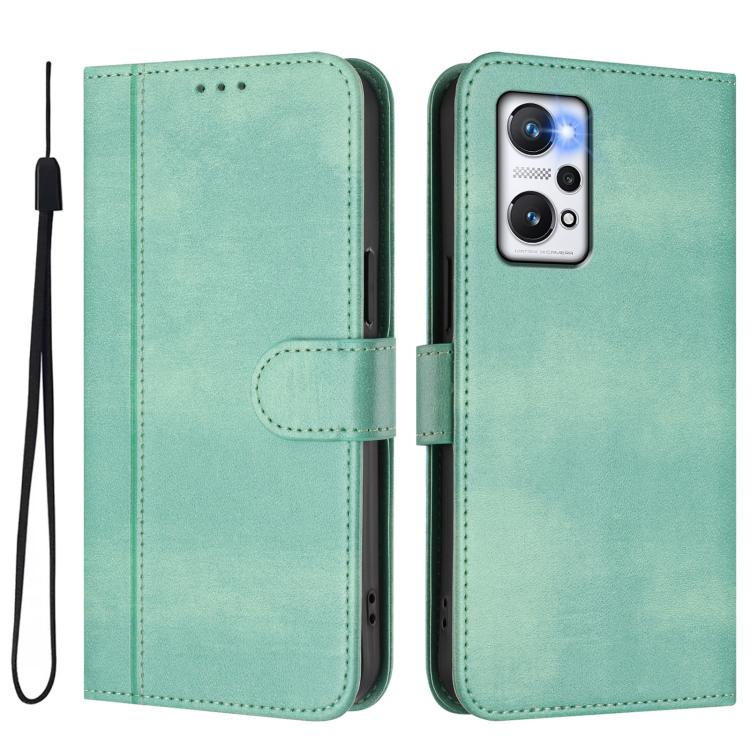 For Realme GT Neo 3T Line Splicing Buckle Retro Leather Phone Case