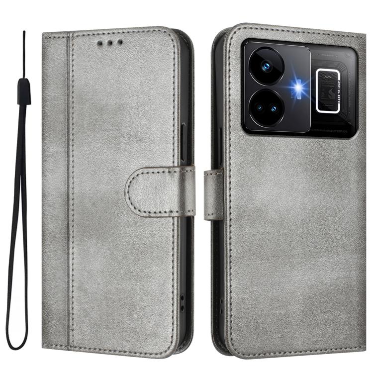 For Realme GT3 5G / GT Neo 5 240W Line Splicing Buckle Retro Leather Phone Case