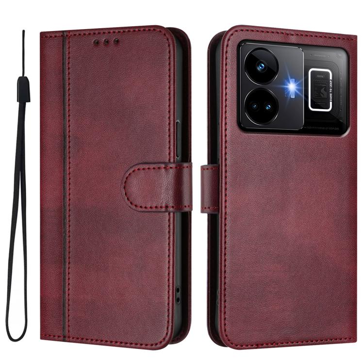 For Realme GT3 5G / GT Neo 5 240W Line Splicing Buckle Retro Leather Phone Case