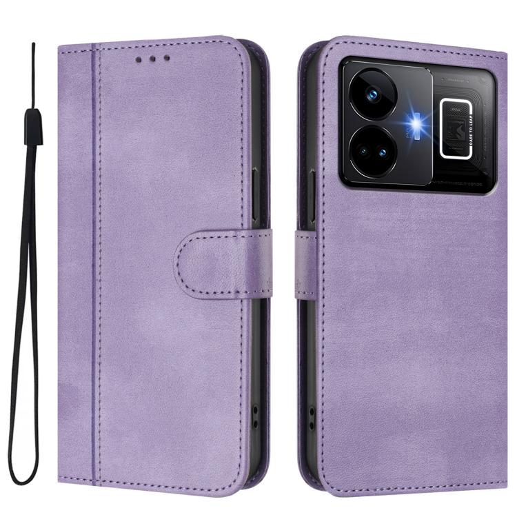 For Realme GT3 5G / GT Neo 5 240W Line Splicing Buckle Retro Leather Phone Case