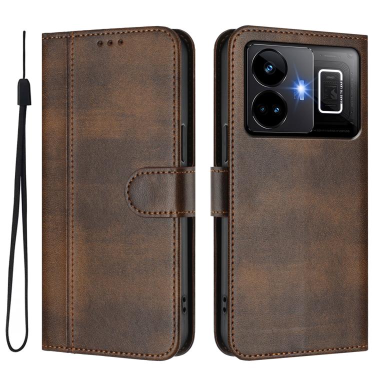 For Realme GT3 5G / GT Neo 5 240W Line Splicing Buckle Retro Leather Phone Case