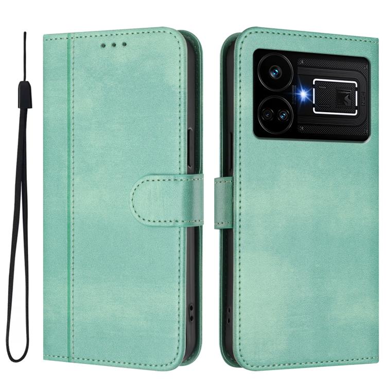 For Realme GT5 240W / GT5 Line Splicing Buckle Retro Leather Phone Case