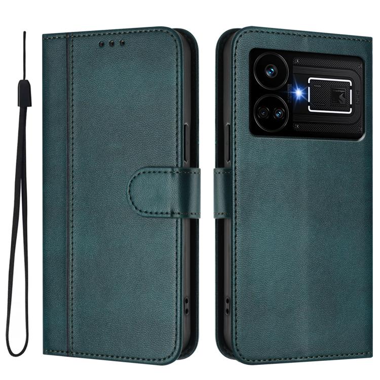 For Realme GT5 240W / GT5 Line Splicing Buckle Retro Leather Phone Case
