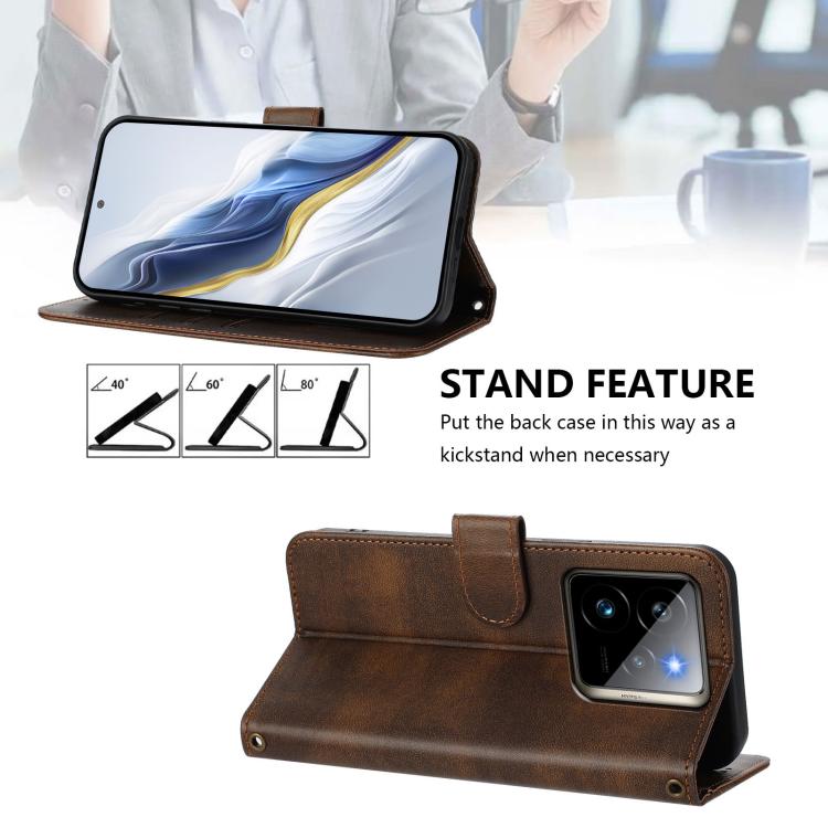 For Realme GT5 240W / GT5 Line Splicing Buckle Retro Leather Phone Case