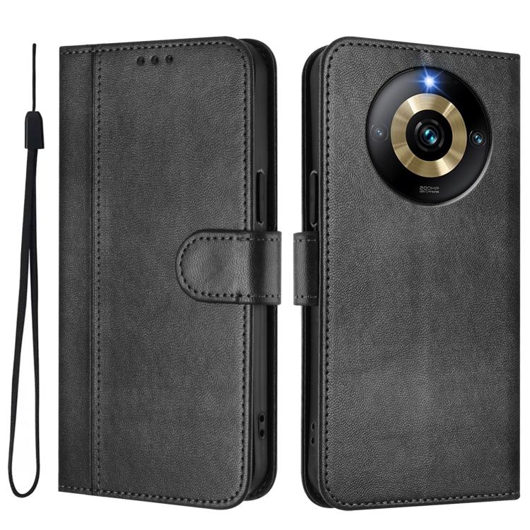 For Realme Narzo 60 Pro Global Line Splicing Buckle Retro Leather Phone Case