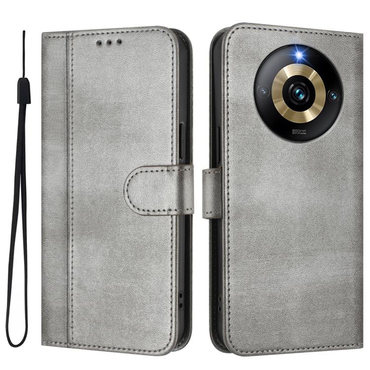 For Realme Narzo 60 Pro Global Line Splicing Buckle Retro Leather Phone Case