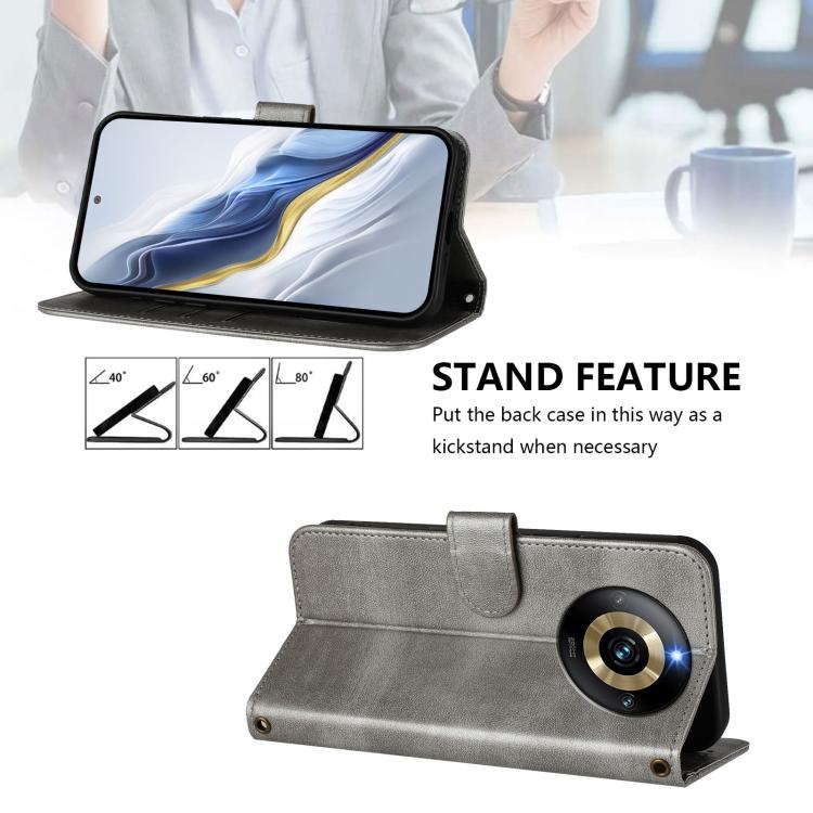 For Realme Narzo 60 Pro Global Line Splicing Buckle Retro Leather Phone Case