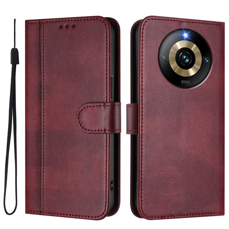 For Realme Narzo 60 Pro Global Line Splicing Buckle Retro Leather Phone Case