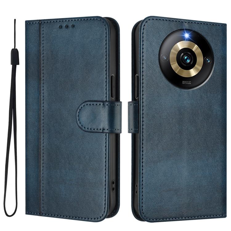 For Realme Narzo 60 Pro Global Line Splicing Buckle Retro Leather Phone Case