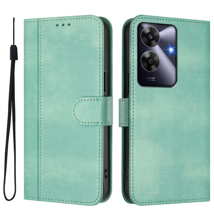 For Realme Note 60 4G Global / C61 4G India Line Splicing Buckle Retro Leather Phone Case