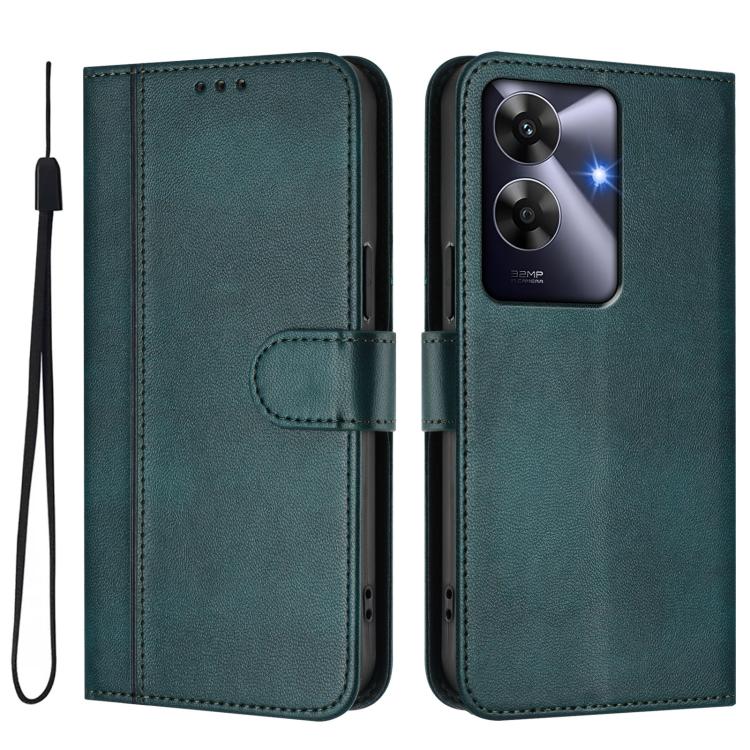 For Realme Note 60 4G Global / C61 4G India Line Splicing Buckle Retro Leather Phone Case