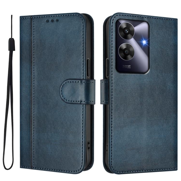 For Realme Note 60 4G Global / C61 4G India Line Splicing Buckle Retro Leather Phone Case