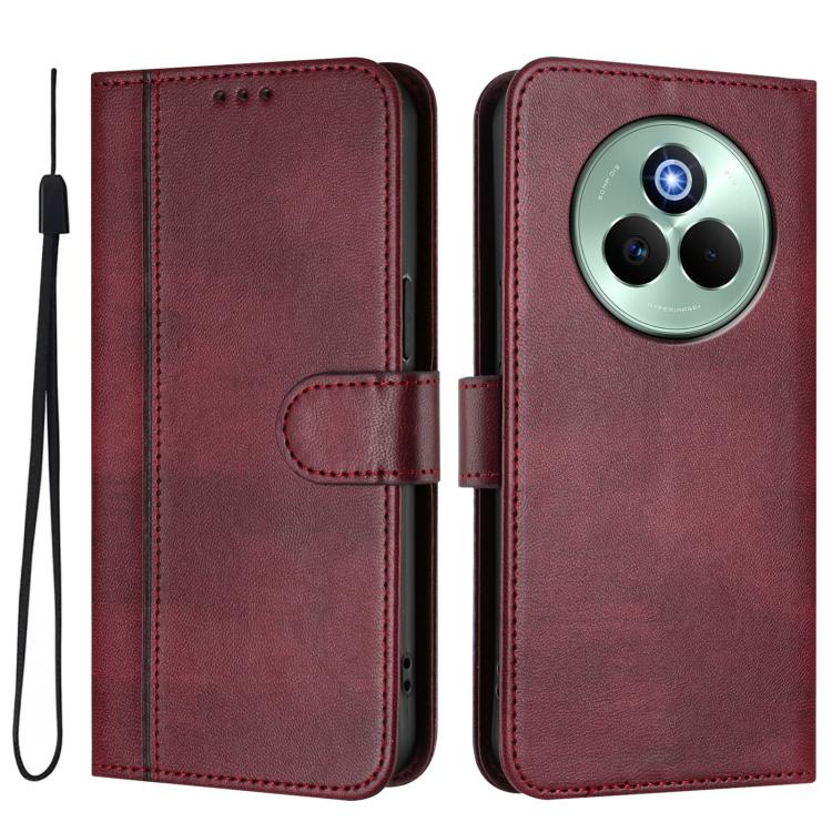 For Realme P3 Pro 5G Global Line Splicing Buckle Retro Leather Phone Case