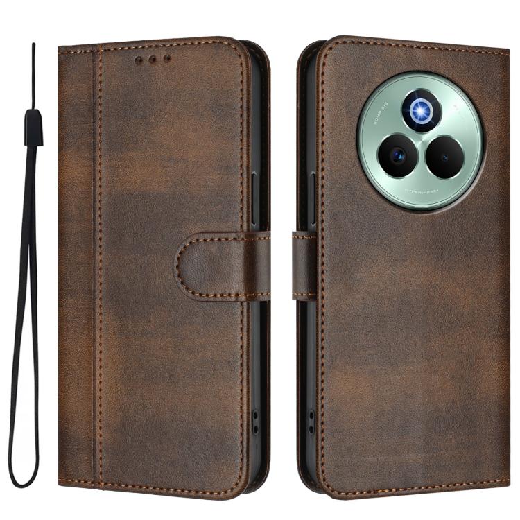 For Realme P3 Pro 5G Global Line Splicing Buckle Retro Leather Phone Case