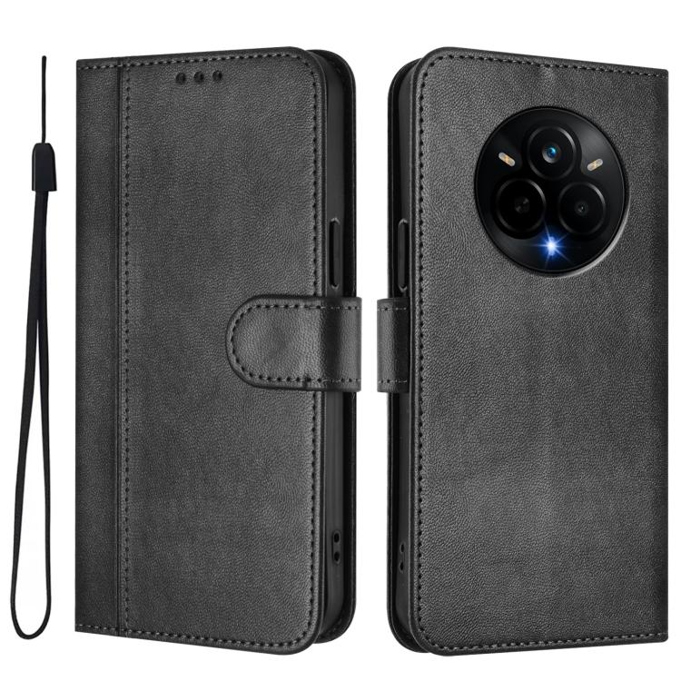 For Realme Narzo 80 Pro / 14 Pro 5G India Line Splicing Buckle Retro Leather Phone Case